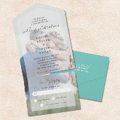 Invitation Tout En Un Simple Elegance Full Photo Light Mariage Turquoise