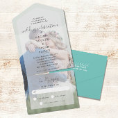 Invitation Tout En Un Simple Elegance Full Photo Light Mariage Turquoise