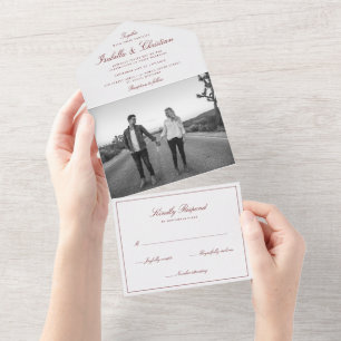 Invitation Tout En Un Simple Élégance Photo Mariage Tout En Un Invitatio