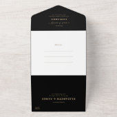 Invitation Tout En Un Simple Elegant Black Gold Mariage (Dehors)