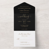 Invitation Tout En Un Simple Elegant Black Gold Mariage (À l'intérieur)