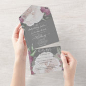 Invitation Tout En Un Simple Élégant Blush Fushia Rose (Déchirure)