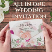 Invitation Tout En Un Simple Élégant Blush Fushia Rose