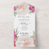 Invitation Tout En Un Simple Élégant Blush Fushia Rose (À l'intérieur)