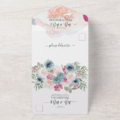 Invitation Tout En Un Simple Élégant Blush Fushia Rose (Dehors)