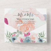 Invitation Tout En Un Simple Élégant Blush Fushia Rose (Verso)