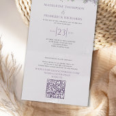 Invitation Tout En Un Simple Élégant Classique Bohème Floral Lilas Lavan