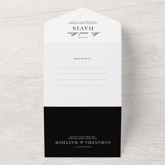 Invitation Tout En Un Simple Elegant Classique Mariage photo moderne (Dehors)