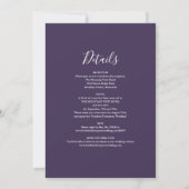 Invitation Tout en un simple élégant Mariage de script violet (Dos)