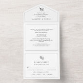 Invitation Tout En Un Simple Elegant noir blanc moderne Mariage Monogram (À l'intérieur)