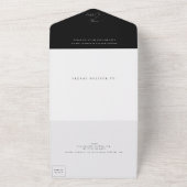 Invitation Tout En Un Simple Elegant noir sur Mariage blanc (Dehors)