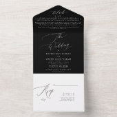 Invitation Tout En Un Simple Elegant noir sur Mariage blanc (À l'intérieur)