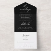 Invitation Tout En Un Simple Elegant noir sur Mariage blanc (À l'intérieur)