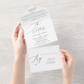 Invitation Tout En Un Simple Elegant noir sur Mariage blanc (Déchirure)