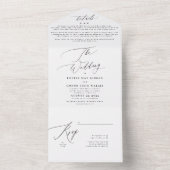 Invitation Tout En Un Simple Elegant noir sur Mariage blanc (À l'intérieur)