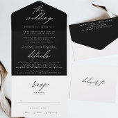 Invitation Tout En Un Simple Elegant noir sur Mariage blanc