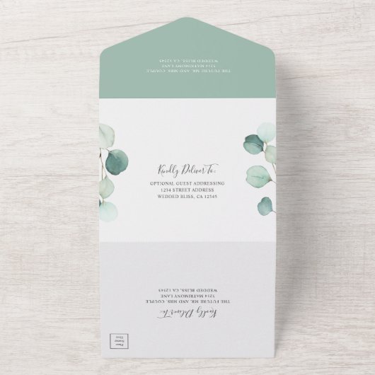 Invitation Tout En Un Simple Elégant Verdure Rustique Eucalyptus Mariage (Dehors)