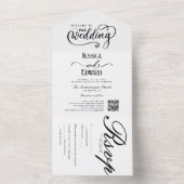 Invitation Tout En Un Simple élégante noir blanc Qr Code Calligraphie (À l'intérieur)