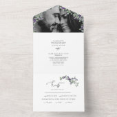Invitation Tout En Un Simple Eucalyptus & Lavender Deux Mariages photo (À l'intérieur)