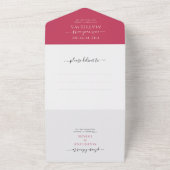 Invitation Tout En Un Simple Magenta 2 Photo QR Code RSVP Mariage (Dehors)