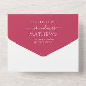 Invitation Tout En Un Simple Magenta 2 Photo QR Code RSVP Mariage (Verso)