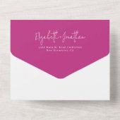 Invitation Tout En Un Simple Magenta QR Code Classy Script Mariage (Verso)