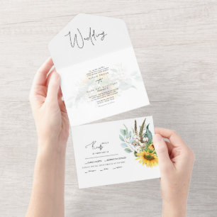 Invitation Tout En Un Simple mariage au tournesol eucalyptus