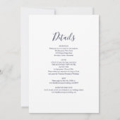 Invitation Tout En Un Simple Mariage Bleu Marine Script (Dos)