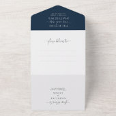 Invitation Tout En Un Simple Mariage Bleu Nuit 2 Photo RSVP (Dehors)