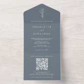 Invitation Tout En Un Simple Mariage Botanique Dusty Bleu (À l'intérieur)