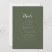 Invitation Tout en un simple Mariage de script vert olive (Dos)