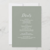 Invitation Tout en un simple Mariage de script vert Sage (Dos)
