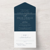 Invitation Tout En Un Simple mariage élégant marine bleu traditionnel (À l'intérieur)