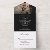 Invitation Tout En Un Simple Mariage minimaliste noir et blanc (À l'intérieur)