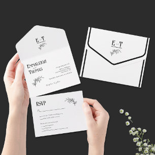 Invitation Tout En Un Simple Mariage Moderne Noir Et Blanc