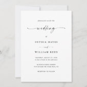 Invitation Tout-en-un simple Mariage noir et blanc classique (Devant)