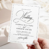 Invitation Tout-en-un simple Mariage noir et blanc classique