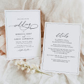 Invitation Tout-en-un simple Mariage noir et blanc classique