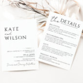 Invitation Tout-en-un simple Mariage noir et blanc classique