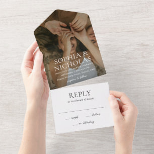 Invitation Tout En Un Simple Mariage photo moderne noir et blanc