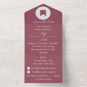 Invitation Tout En Un Simple Maroon Customisé Enregistrer La Date (À l'intérieur)