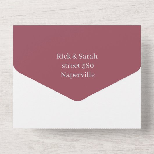 Invitation Tout En Un Simple Maroon Customisé Enregistrer La Date (Verso)