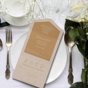 Invitation Tout En Un Simple minimaliste Champagne Site Brown E-mail
