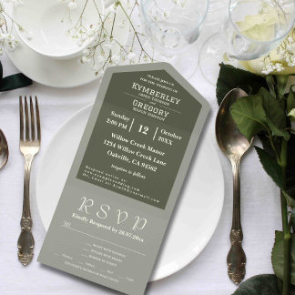 Invitation Tout En Un Simple minimaliste Sage Olive Green Ivor E-mail