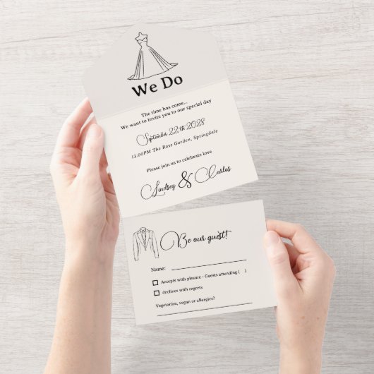 Invitation Tout En Un Simple Modern Wedding Silhouette Collection (Déchirure)