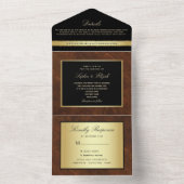 Invitation Tout En Un Simple moderne élégant Mariage d'or noir (À l'intérieur)