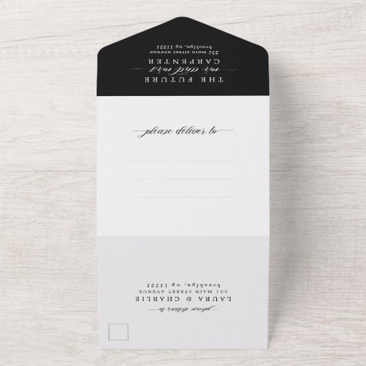 Invitation Tout En Un Simple moderne élégant Monogramme photo Mariage RS (Dehors)