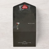 Invitation Tout En Un Simple Monogram Skeleton Halloween QR Code Mariage (Dehors)