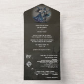 Invitation Tout En Un Simple Monogram Skeleton Halloween QR Code Mariage (À l'intérieur)