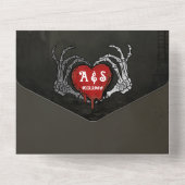 Invitation Tout En Un Simple Monogram Skeleton Halloween QR Code Mariage (Verso)